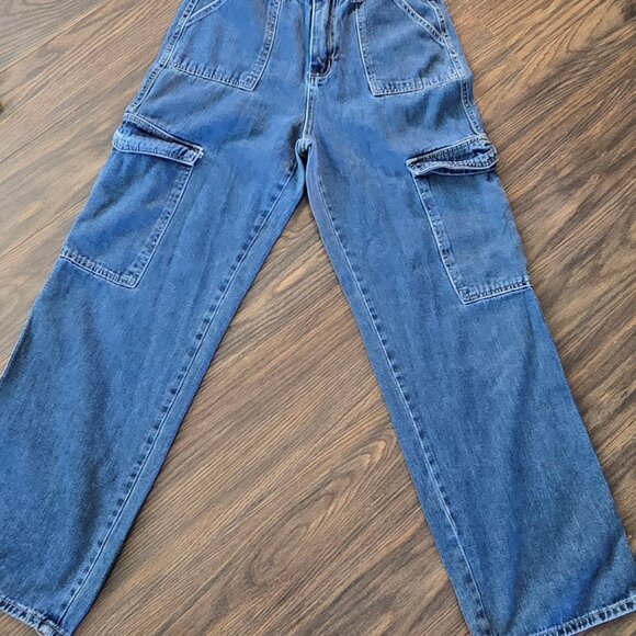 SHEIN Cotton Blend 90s Cargo Style Wide-Leg Jeans SIZE M - Picture 7 of 7